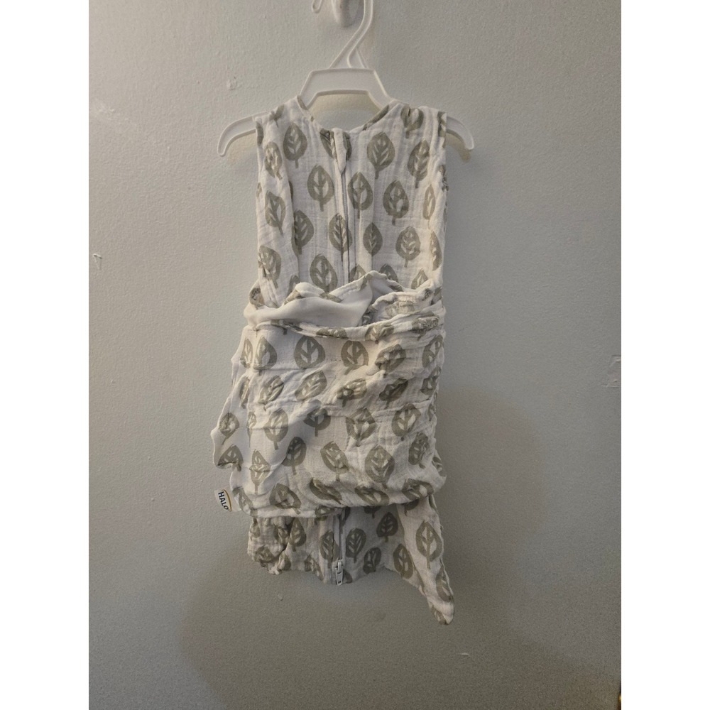 HALO SleepSack Swaddle Muslin Cotton Green Leaf Print‎ Newborn 0-3 Months